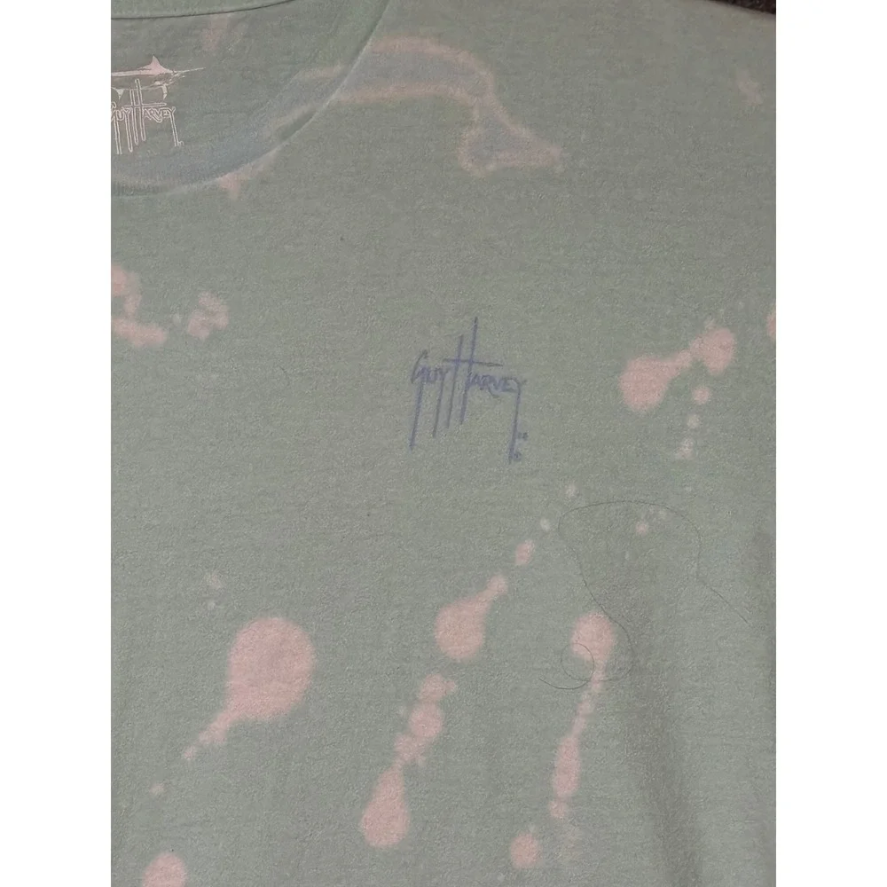 Guy Harvey Mens 2XL T Shirt Aqua Bleach Wash Graphic Marlin